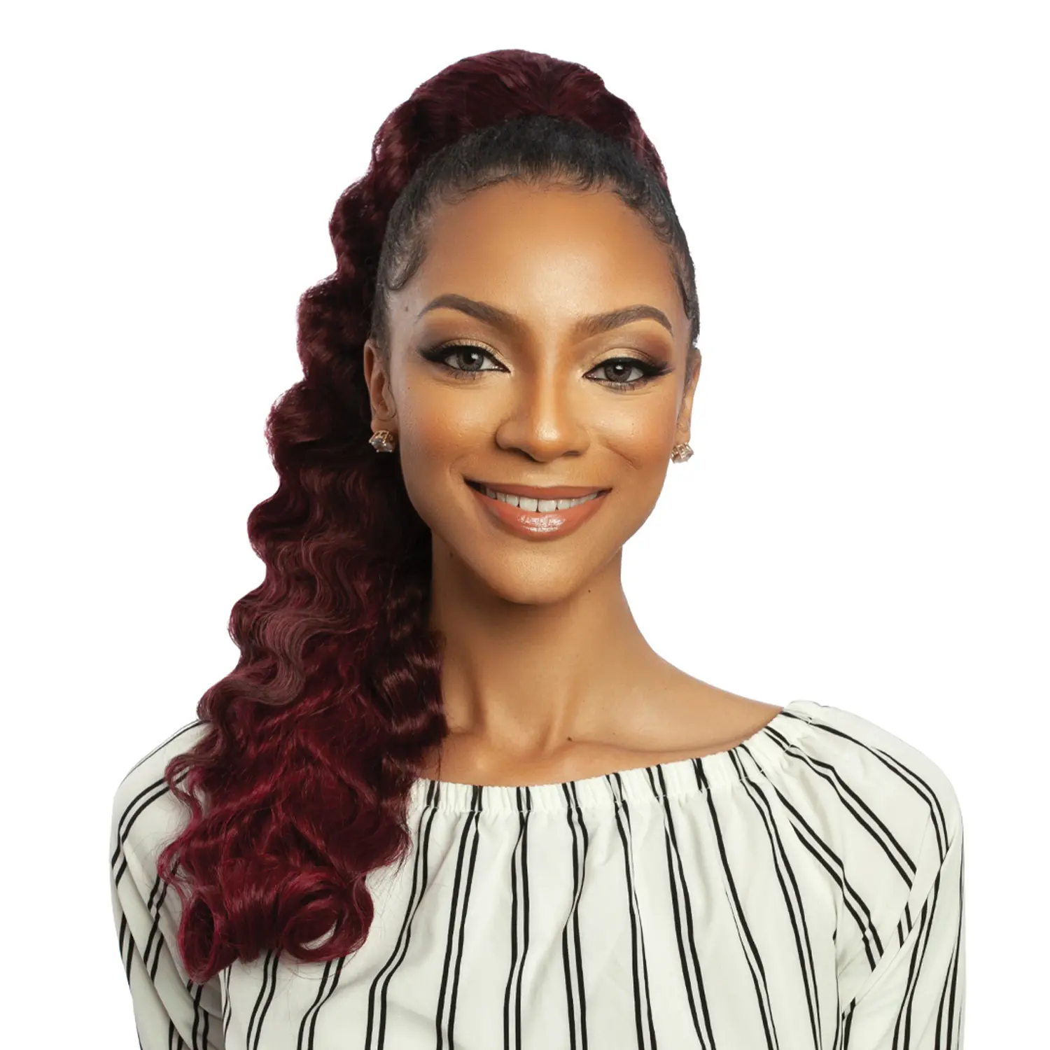 Mane Concept Brown Sugar Wrap N Tie Ponytail, BSWNT07 Crimp Wave 22" Human Hair Blend Extension with Simple Drawstring, Ponytails, Simple And Easy