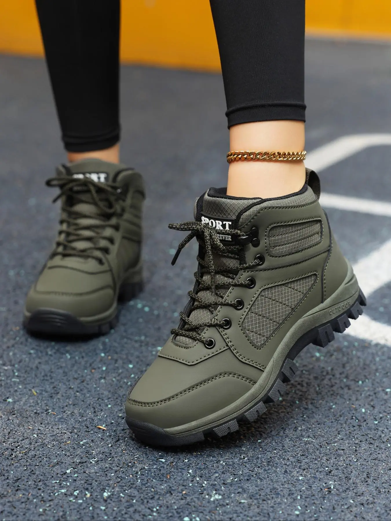 Women's Fashionable Lace Up Mid-calf Boots, Casual Breathable Comfortable Hiking Shoes, Hiking Style Shoes, Outdoor Sports Shoes for Daily Wear, Lightweight Hiking Boots, Lightweight Hiking Footwear