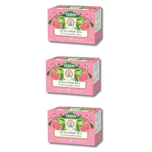 Tadin Guava Rose Tea, Contains Caffeine, Best Hot or Iced, 24 Tea Bags Per Box, Pack of 3