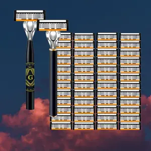 Men's 6-Blade Razor with Precision Trimmer, Anti-Slip Metal Handle, Fully Washable, Perfect for Close Shave & Grooming