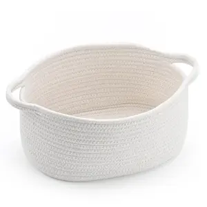 Cute Woven Easter Basket with Handle, Baskets for Gifts Empty, Present Containers for Raffle Baby Shower Burr Basket, Decorative Organizer Box for Storage Baby Toy, 13" D X 8" W X 6" H Happyiren