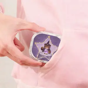 Magic Wizard Bear Print Retainer Case, Starry Bear Orthodontic Storage Box, Portable Mini Fantasy Container for Invisible Aligners