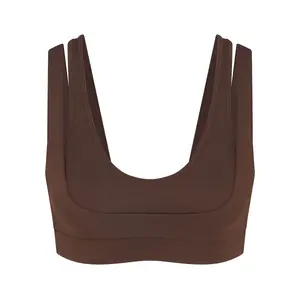 NikeSKIMS MATTE DOUBLE STRAP SCOOP BRA | DARK SEPIA