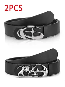 Unisex Fashion Couple Belt Set, Punk Street Style, Alloy Star Buckle, Unique Design, Perfect for Christmas, Valentine's Day, Mother's Day, Star Decorated Belt, Statement Belts