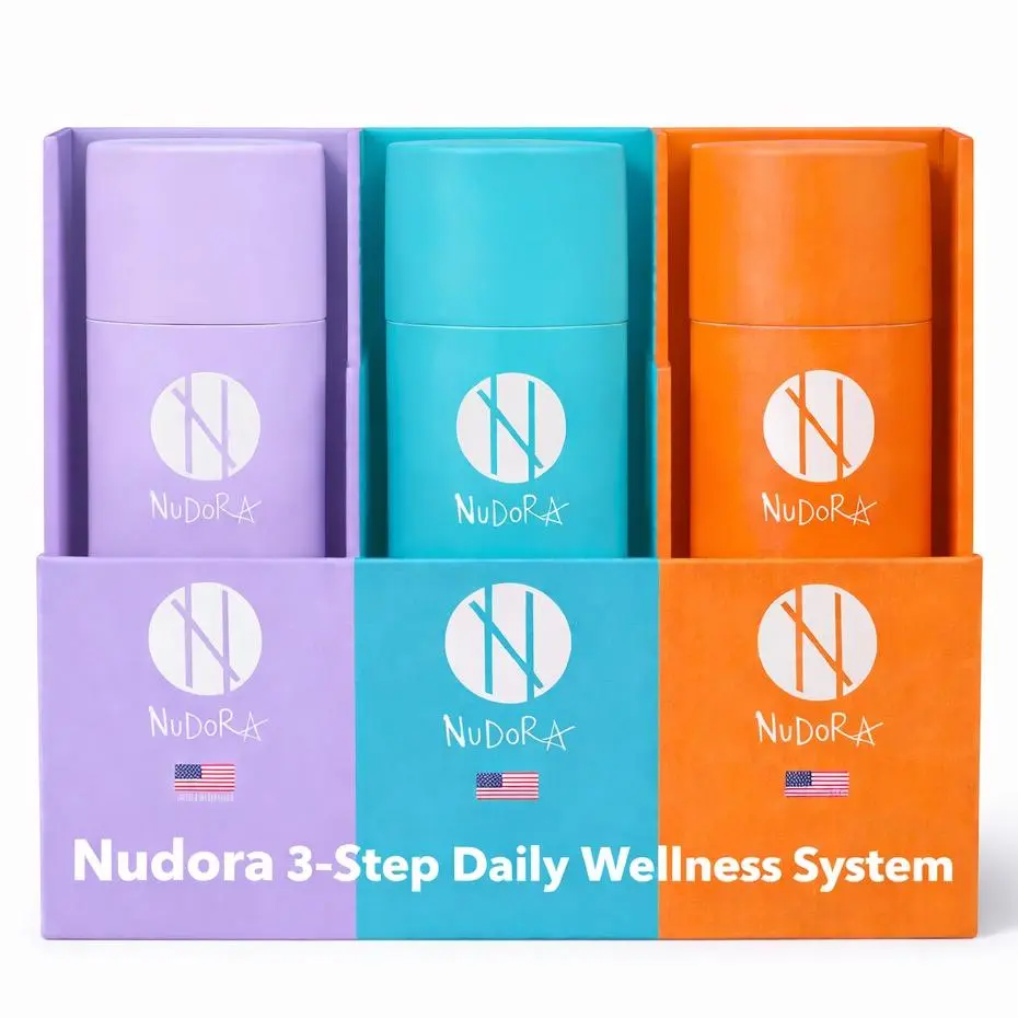 Nudora 3-Step Daily Wellness System (Orange + Purple + Green) | Metabolism + Stress, Sleep &  Gut Balance | Probiotic + Botanical Blend | Women & Men Menopause Supplement Natural Supplements
