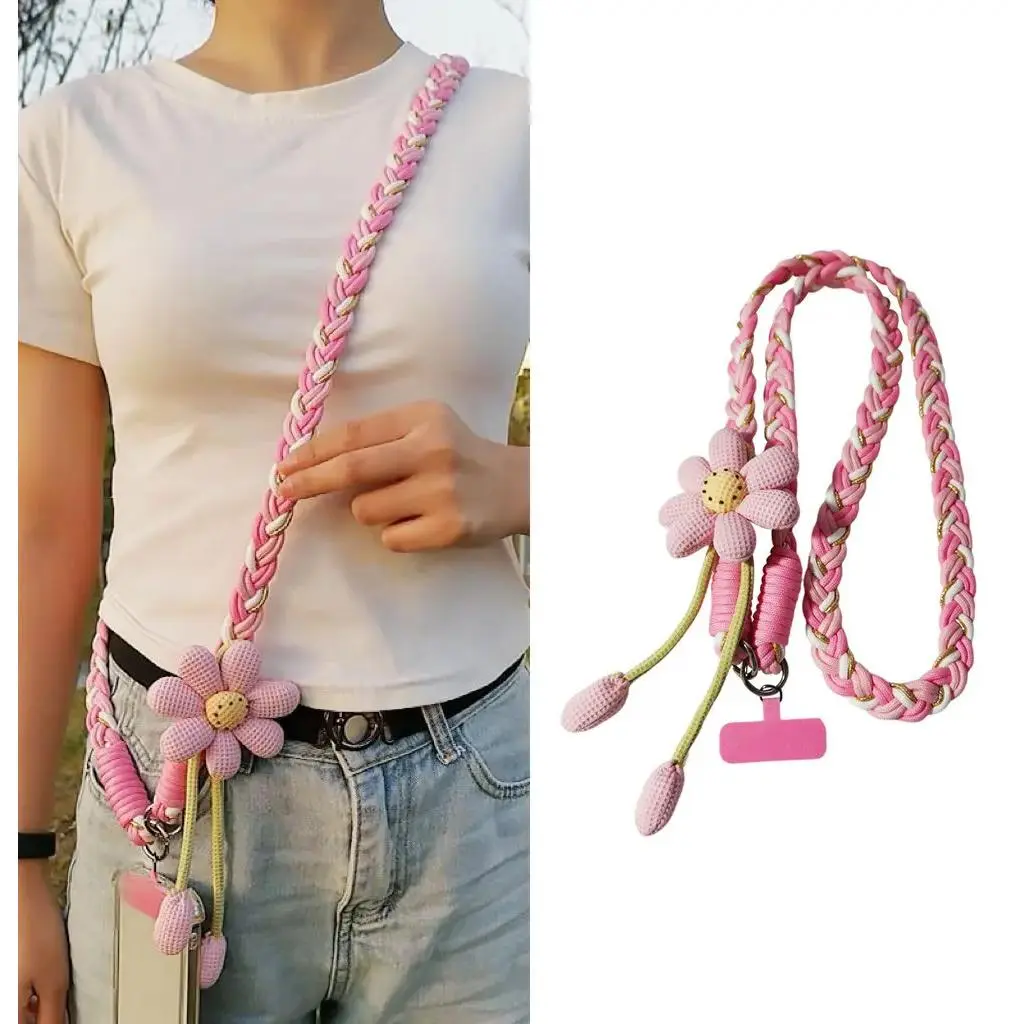 Cute Phone Lanyard Crossbody Strap, Flower Phone Lanyard for iPhone 17, Teacher Must Have Lanyard, Universal Phone Crossbody Strap, Perfect for Travel, Running, Shopping