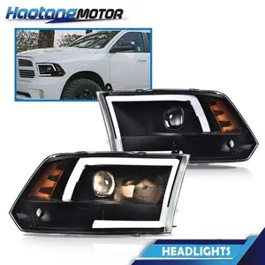 CROSSDESIGN Black LED Tube Projector Headlights Lamps Fit For 09-12 Dodge Ram 1500 2500 3500
