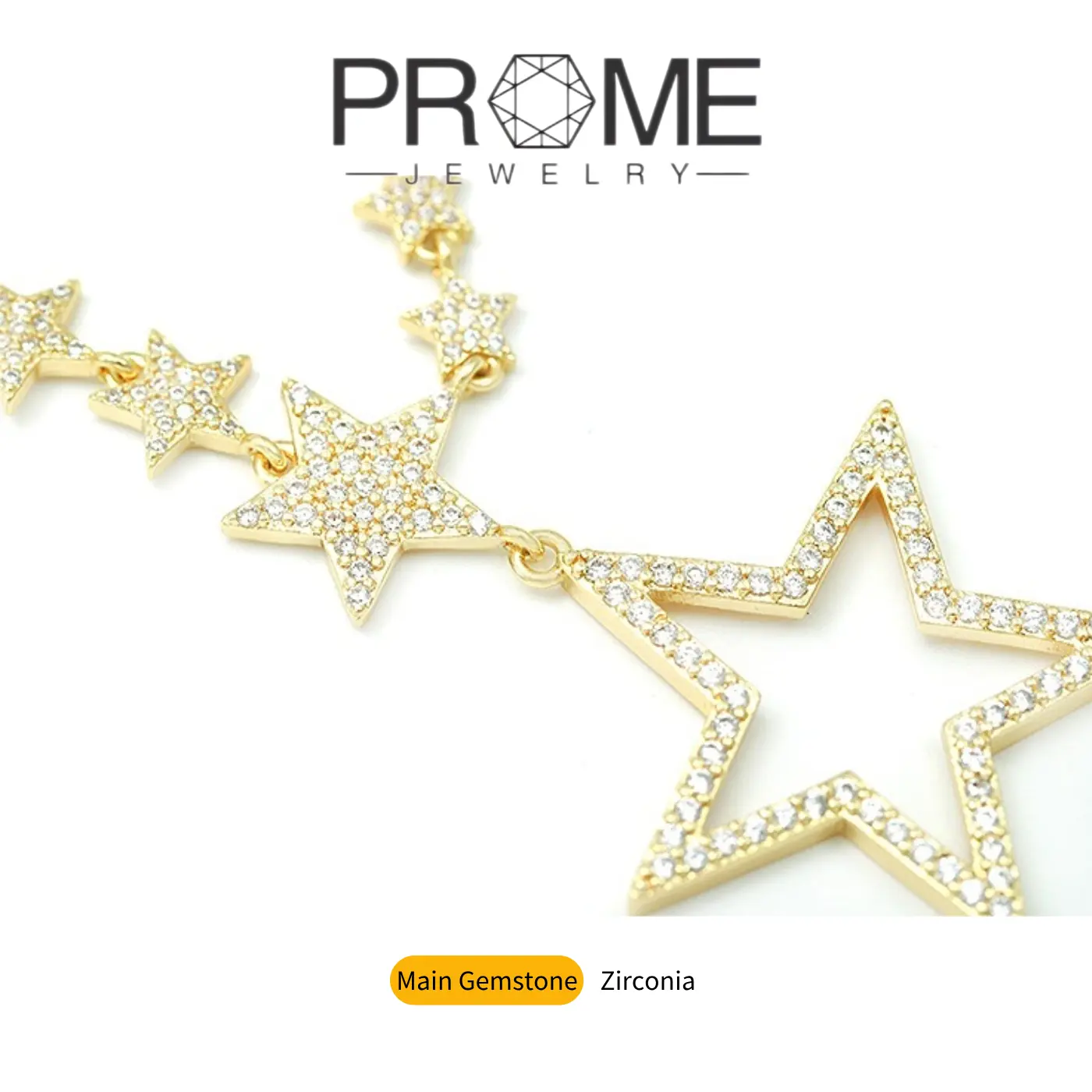 Female Casual Jewelry Necklace - Star-shaped Artificial Zircon Pendant, 48cm Length, Ideal for Daily Wear, None Closure Style, Zircon Stones