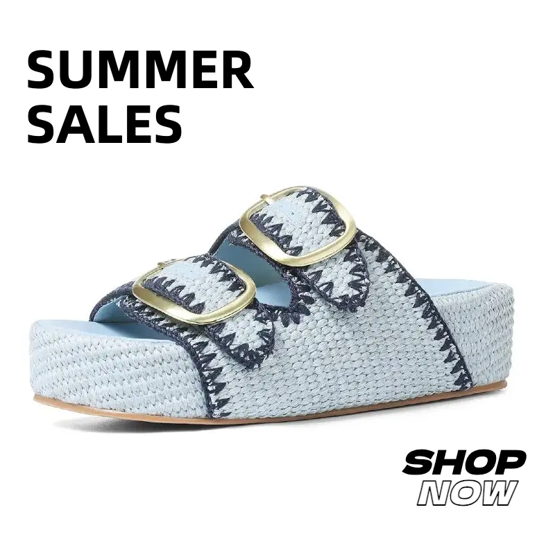 Platform Sandals For Women Raffia Espadrilles Open Toe Flatform Slip On Slide Casual Woven Summer Beach Sandals