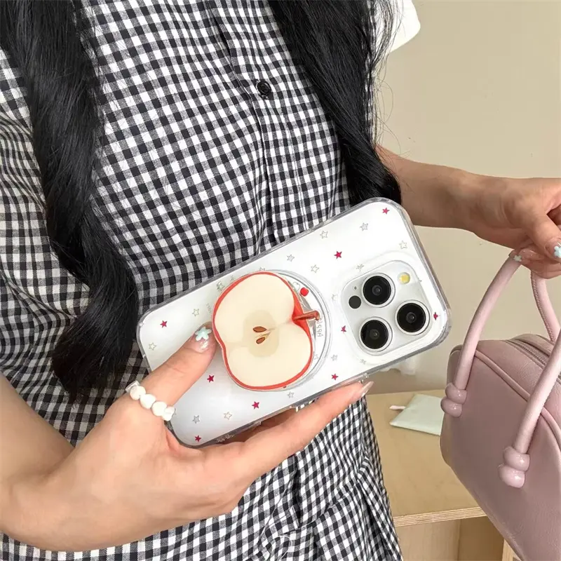 Magnetic case Cover Protective Shell with colorful small stars and a magnetic apple stand for iPhone 11 12 13 14 15 16 pro max Protective Cellphone Accessories