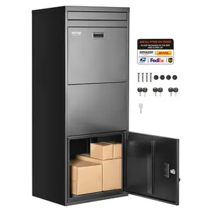fathersdaygift  VEVOR Package Delivery Boxes for Outside, 47.2 in Mailbox for Parcel with Lock, Galvanized Steel Package Drop Box with Anti-Theft Design, Weather-Resistant Package Mailbox for Home and Office, Black