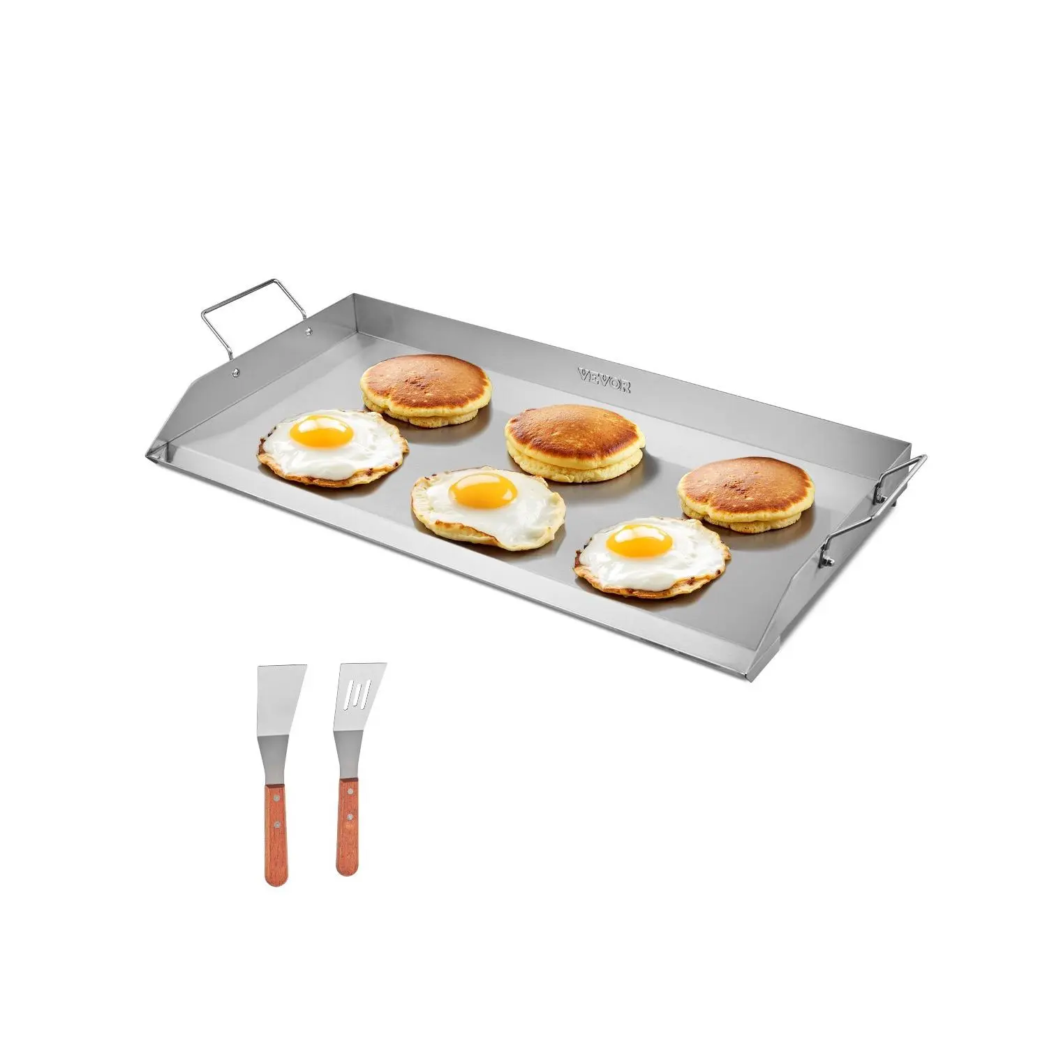 VEVOR Original Steel Portable 32x16 Inch Stainless Steel Griddle, 32x15.8/809x370 Mm Universal Flat Top Rectangular Plate, 15 lbs Durable Gas Grill Cookware with Handle, Max 500°F, for Tailgating BBQ, Great Gift for Food Lovers