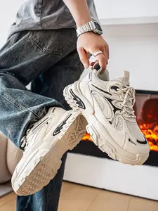 Men's Retro Trendy Dad Running Sneakers, Breathable Mesh Thick Sole Elevated Casual Sports Shoes Versatile Daily Walking Jogging Trainers