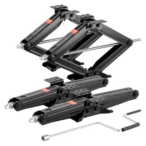 VEVOR 6500 lbs RV Scissor Jacks, 4 - 23.4 in RV Stabilizer Leveling Scissor Jacks, Set of 2, Heavy Duty Stabilizer Jack with Crank Handle, Socket and Bubble Levels, Not Easily Bent or DeformedVEVOR Super Brand Day