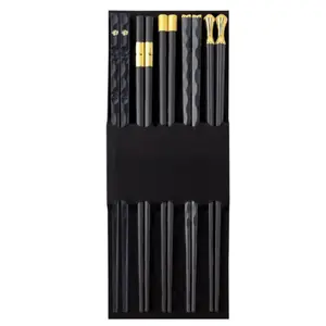 Elegant Reusable Chopsticks Set Cutlery Glass Metal Tableware Disposable