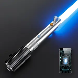 Anakin Neopixel Lightsaber - Smooth Swing Alloy Metal Hilt, Real Heavy Dueling Lightsabers, USB Rechargeable, Cyberpunk LED Rainbow Blade, Dual Tech Options, Halloween Cosplay Toy, Christmas Gift for Grown-Ups, Usb Rechargeable Lightsaber