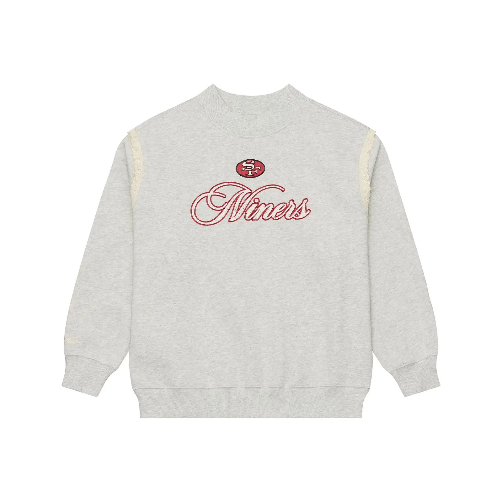 Women's San Francisco 49ers Heather Gray Laced Up & Ready Mock Neck Fleece Sweatshirt