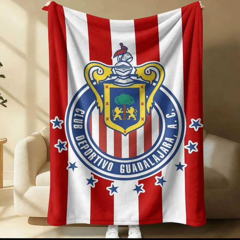 Club Deportivo Guadalajara Fleece Blanket, Official Chivas Team Design, Cozy Plush Throw for Bedroom Living Room, Perfect Gift for Soccer Fans birthday gift