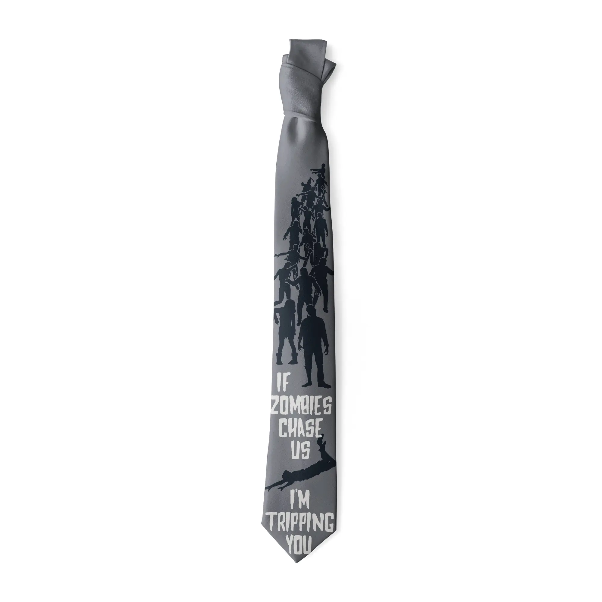 If Zombies Chase Us I'm Tripping You Necktie Funny Neckties for Men Halloween Tie Mens Novelty Neckties Funny Ties