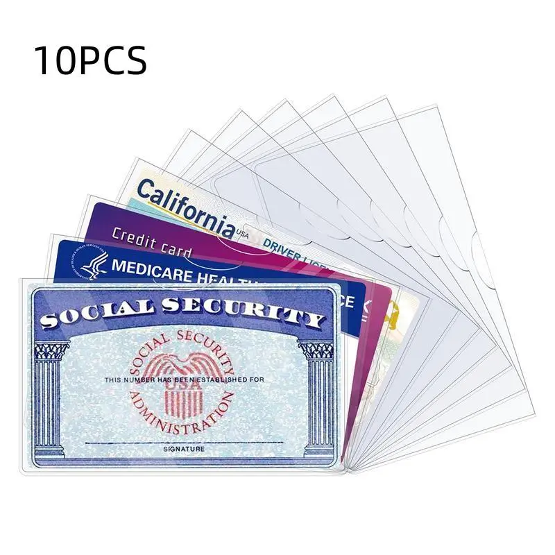 10Pack Social Security Card Protector Sleeves, New Medicare Card Protector Sleeve, Credit Card Holder. 31 Mil Soft Clear Card Sleeves for Waterproof Social Security Card and Credit Card Protection.