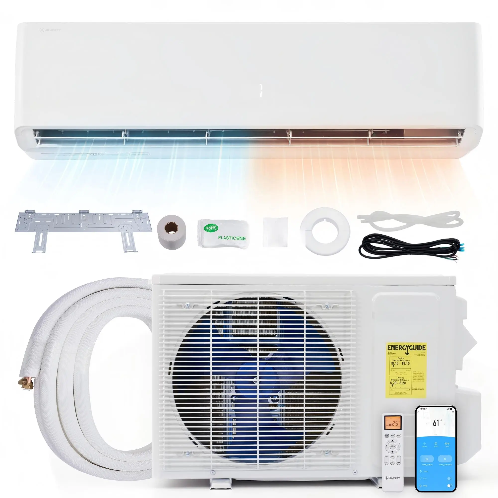 [SHIPS IN 2 BOXES] [Summervibes] [SummerFinds] AMERLIFE 12000 BTU-36,000BTU Mini Split Air Conditioner, Cools up to 750-2500 Sq. Ft, Heat Pump, Inverter Ductless AC, Energy-Efficient with Self-Cleaning, Power Cord and Screws NOT Included