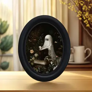 Victorian Gothic Style Artistic Wall Art with Reading Little Demon, Handcrafted Wood Décor Sign for Home Office, 4.16x5.25 Inch Decorative Piece, Vintage Gothic Style, Artistic Touch