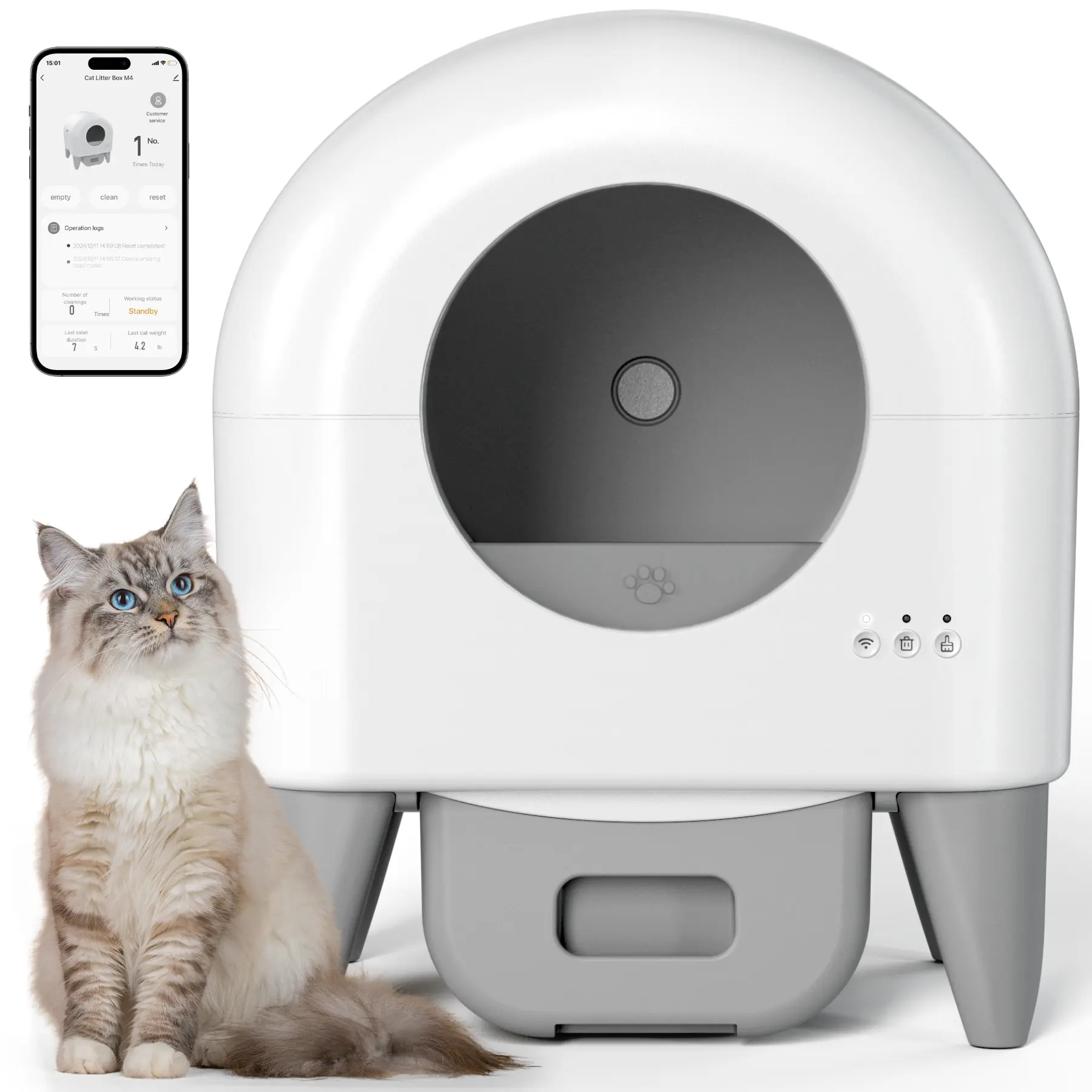 95L Automatic Self-Cleaning Cat Litter Box – App-Controlled, Safety Sensors, Removable Washable Liner, Includes 2 Rolls Garbage Bags, Mother's Gifts,Mother's Day