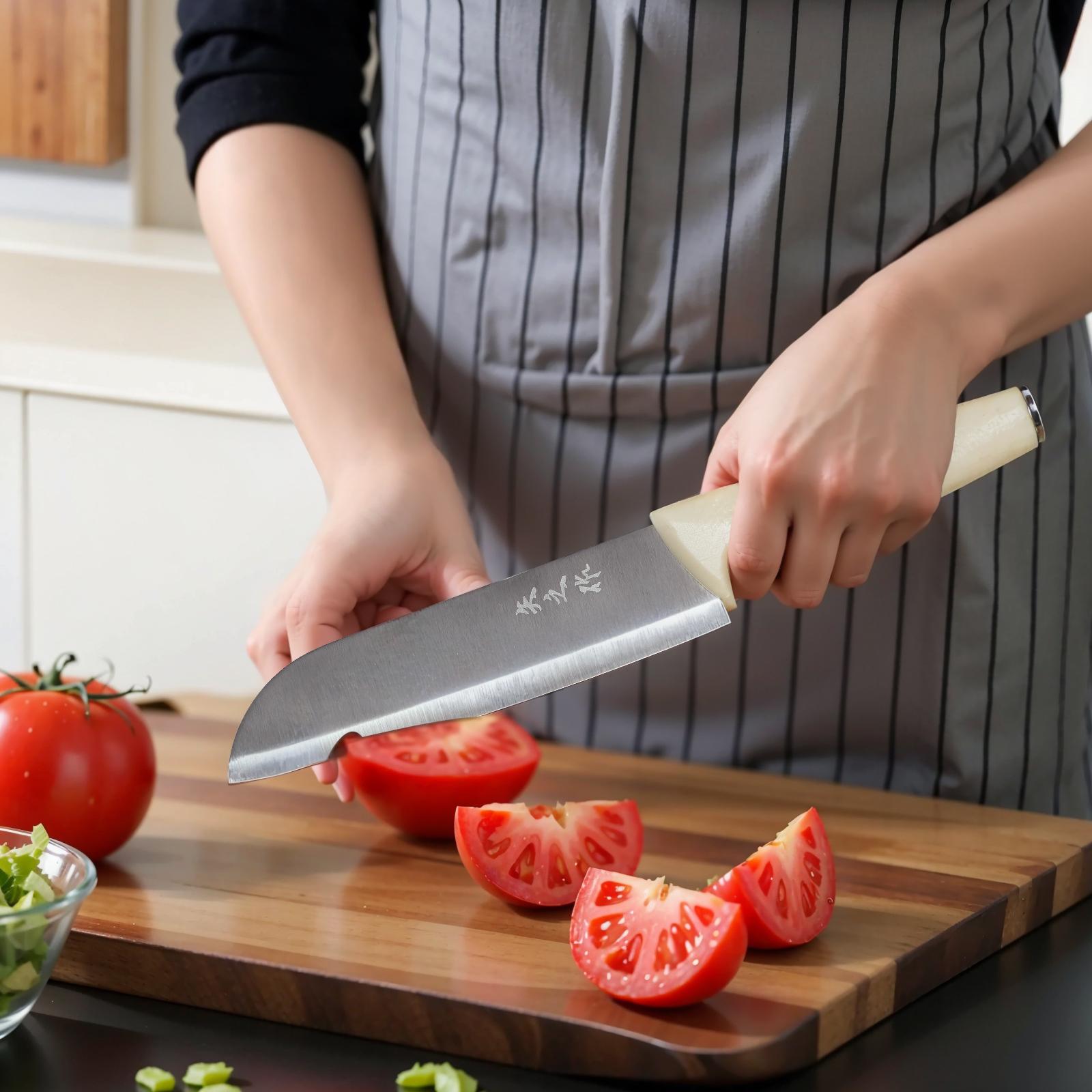 【Christmas 50% Of f】6pcs white kitchen knife set with knife holder, stainless steel chef's knife, cleaver, dishwasher safe