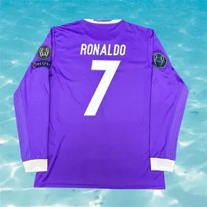 16 17 Away Purple No.7 Ronaldo Long Sleeve Soccer Jersey