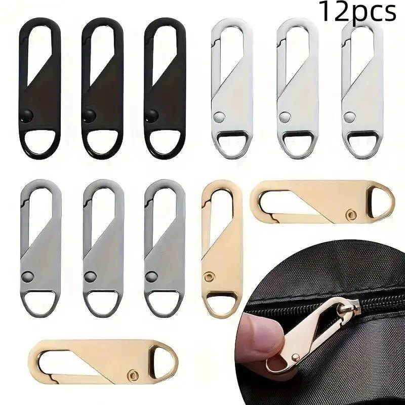 Random Color Detachable Zipper Repair Tool Kit, 12pcs/set Zipper Head, Zipper Repair Tool Kit for Bag, Clothes, Backpack, Wallet and Crafts