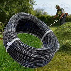 Lawn Mower Grass String Nylon Replacement, Durable 2.4mm X 15m Twisted Dual Color, Wear-Resistant Grass Cutting Rope for Garden