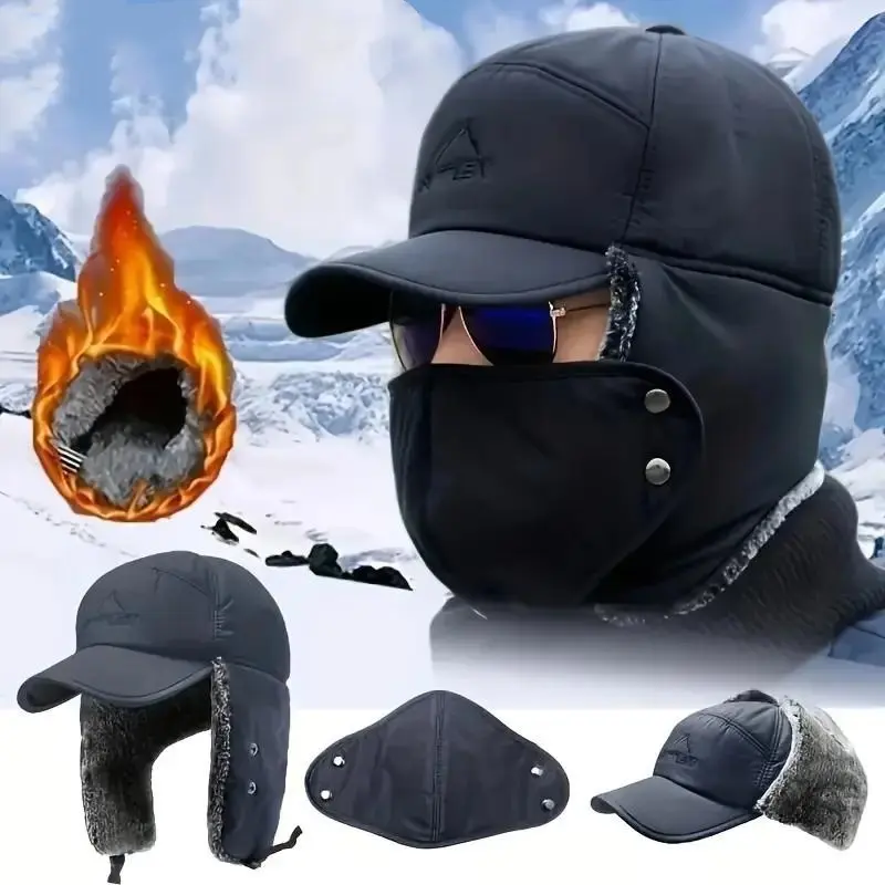 Trapper hat style mask, winter warm pilot style fur ear mask, ski hunting windproof hat