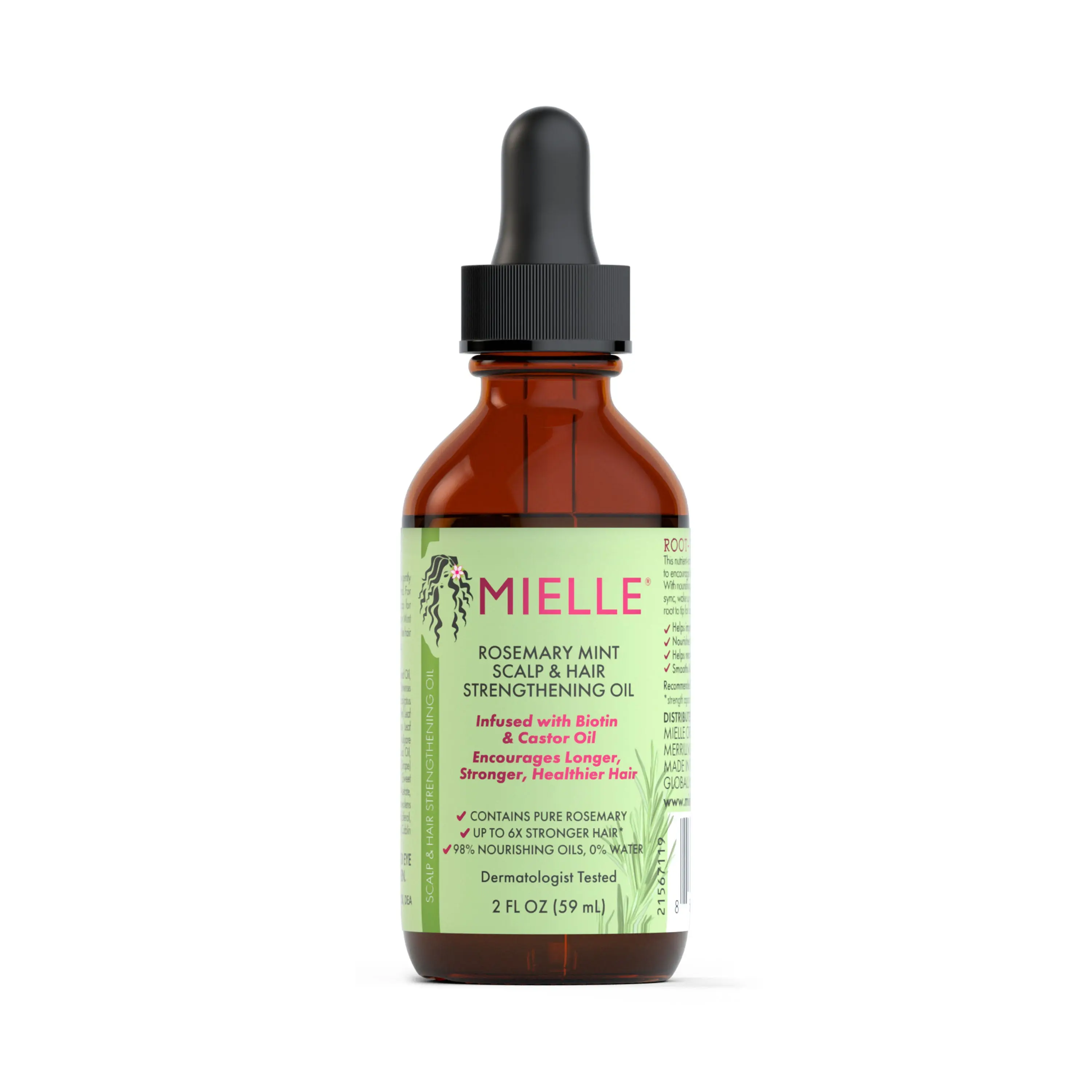 Mielle Biotin-Infused Rosemary Mint Scent Hair Oil - 2 fl oz Intensive Daily Use Treatment for Moisturizing Scalp Care, Strengthening, Smoothing, Nourishing & Restoring Dry Hair (Scalp Care Routine Staple)