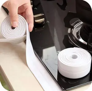 White Waterproof Caulk Tape 3.2m Self-Adhesive Sealing Tape for Bathroom Kitchen Sink Toilet Tub Edges Easy Application & Durability-Greenish