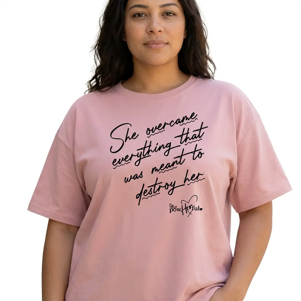 She Overcame Shirt Women Plus Size Inspirational Graphic Tee Empowering Motivational Top