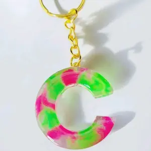 Neon Pink & Green letter keychain