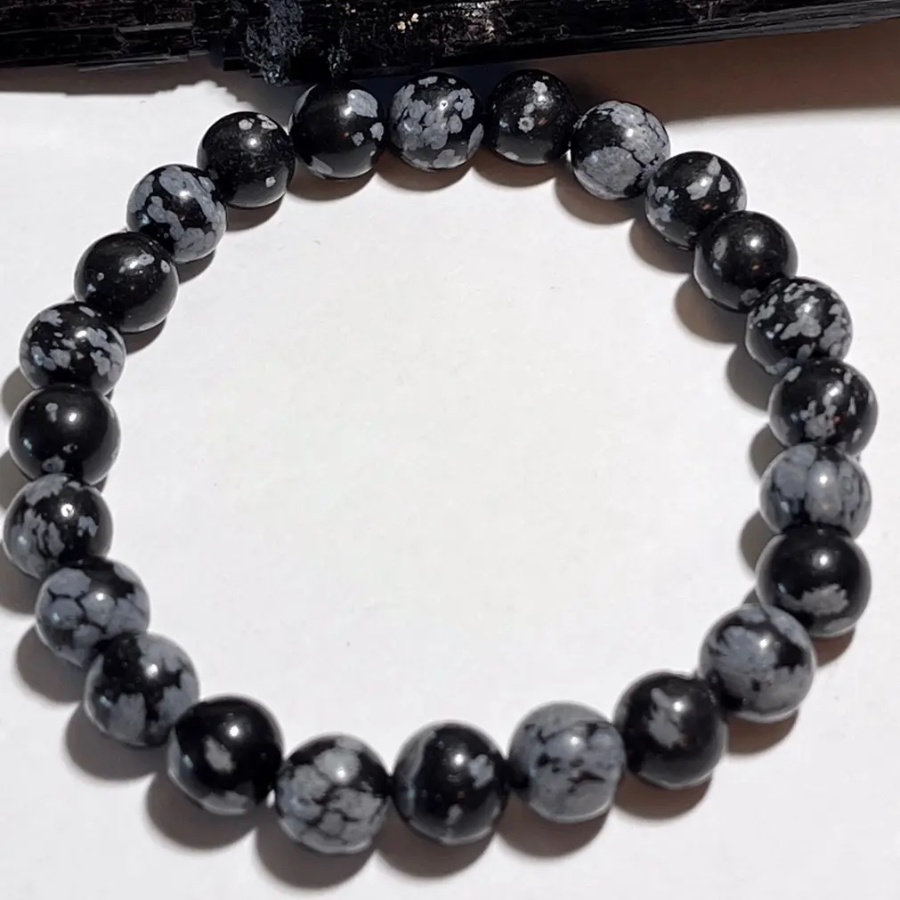 Snowflake Obsidian 8mm Stretch Crystal Healing Bracelet Unisex
