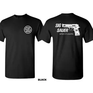 SIG Sauer T-Shirt - "When It Counts" Design, Graphic, Casual, Crew Neck, Fitted, Machine Washable, Cotton, Suitable for Men - Menswear