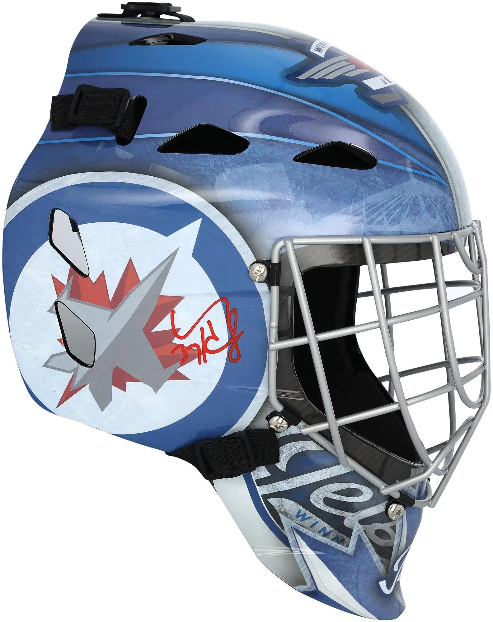 Connor Hellebuyck Winnipeg Jets Autographed Alternate Replica Goalie Mask - Fanatics Authentic Certified