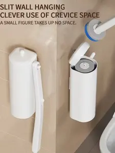 Toilet Brush, Bathroom Cleaning System for Sink Bathtub Drain Wash Basin Urinal，Wall-Mount Scrubbing Toilet Brush Bathroom Cleaning KitIncludes 12 cleaning heads