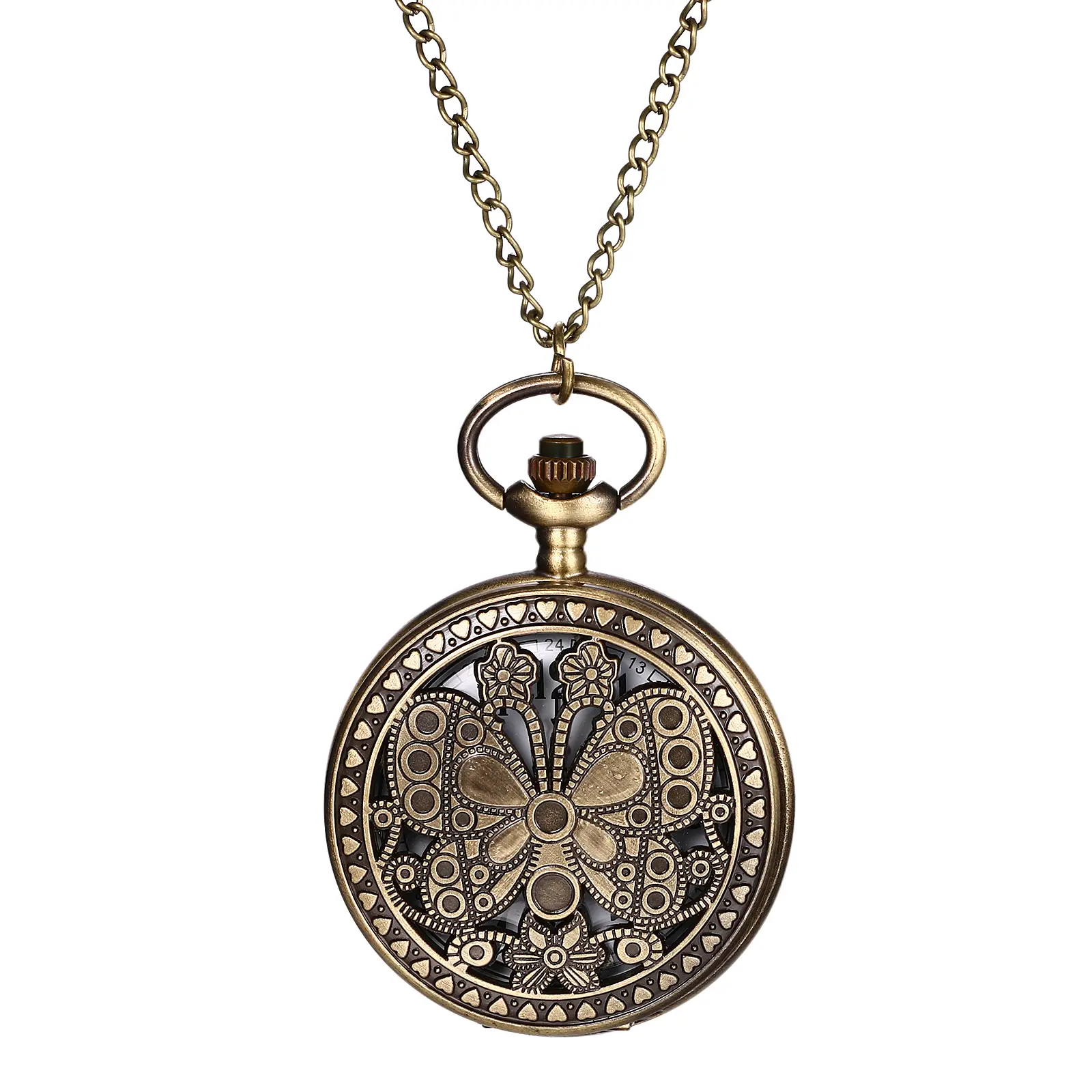 OIDEA Antique Finish Hollow Cut Butterfly Pendant Quartz Watch, Unisex Eco-friendly Alloy 4.6cm Arabic Dial Splashproof Fob Pocket Watch, Unisex Gift for Butterfly Lovers Any Occasion