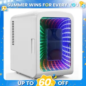 Antarctic Star Mini Compact Refrigerator with Gaming Light, 4L Capacity/6 Cans Portable Mini Fridge, for Bedroom,Car,Office and Dorm, Small Cooler for Cosmetics, Beverage and Food, White summerwins