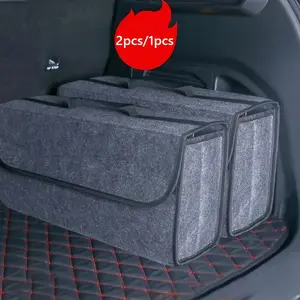 Collapsible Car Trunk Organizer, Felt Multi-Pocket Trunk Storage Bag, Car Organizer Accessories, Travel Essential for All Vehicles