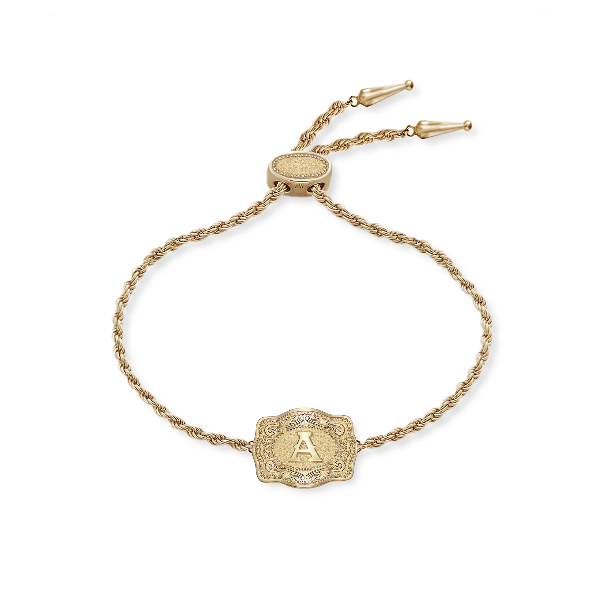 SpurWest Ultra Mini Belt Buckle Bracelet (Initial) - Gold