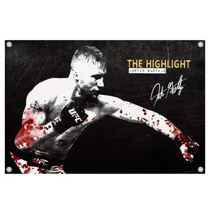 Justin Gaethje 'The Highlight' Graphic Flag - UFC MMA Flag - Ultimate Fighting Championship Wall Flag Banner, Vintage Fighter Room Decor, Fight Night Bedroom Decor, Gift for MMA Fans Men & Women