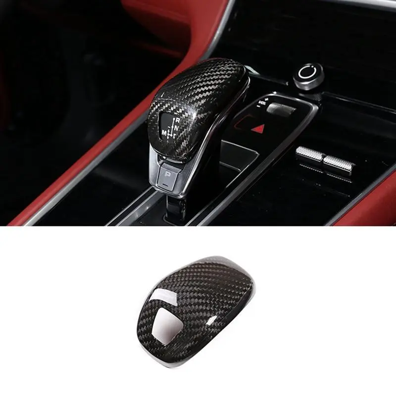 Dry Carbon Fiber Central Control Gear Shift Knob Cover Trim, Car Trim Decor, Fits 2017-2020 Porsche Panamera Decorative Car Accessory