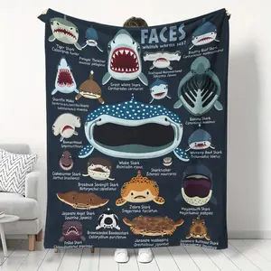 1pc Shark Pattern Flannel Blanket, Perfect Gift for Family & Friends, Nap Blanket, Sofa Cover, Camping Travel Multi-Purpose Throw, Winter Blanket