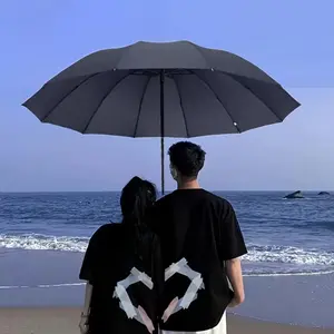 Double Heart Pattern Folding Umbrella, 1 Count Manual 12-rib Reinforced Windproof Waterproof Umbrella, Durable,  Outdoor Compact and Easy To Carry Umbrella for Men, Women and Students, Portable Folding Umbrella