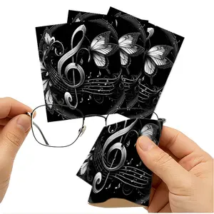 1/3/6/14pcs Musical Note Art Cleaning Cloth, Multiple Specifications Available, Single - Sided, Suitable for Camera Lenses, Eyeglasses, Home & Daily Use, Premium Material, Effective Cleaning, Elegant Design with Butterflies & Flowers