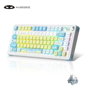 MageGee AIR75 Wireless Creamy Mechanical Keyboard, Gasket Structure, 3 Connection Modes Hot Swappable Custom Keyboard, RGB Backlit Gaming Keyboard for PC/Win/Mac, Linear Blue Whale Switch, PBT Keycaps